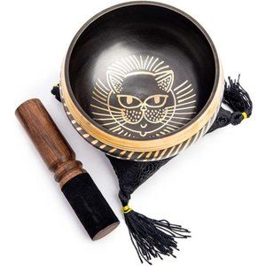 Tibetan Singing bowl Set - Easy To Play Cat Design Meditation Mindful 7 Sound